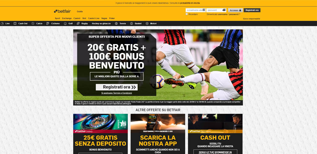 Tutte le offerte di Betfair Italia