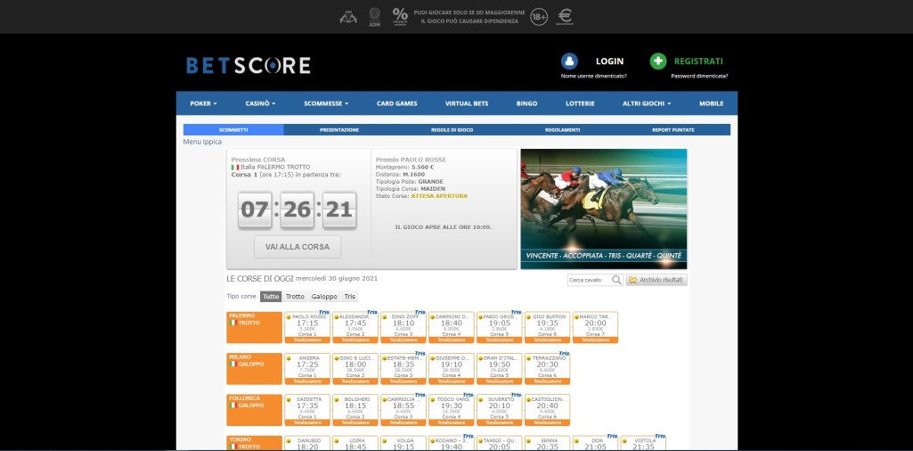 Betscore scommesse Ippiche Online