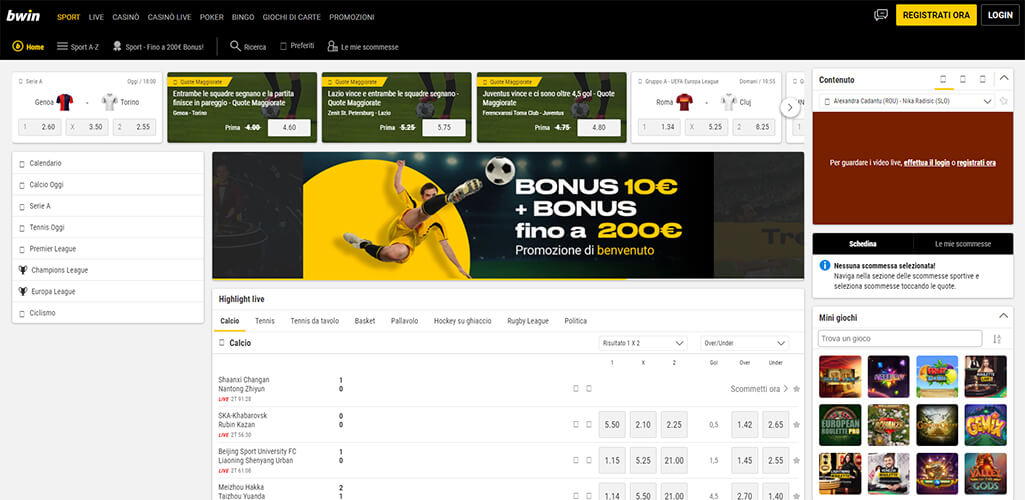 Bwin scommesse sportive