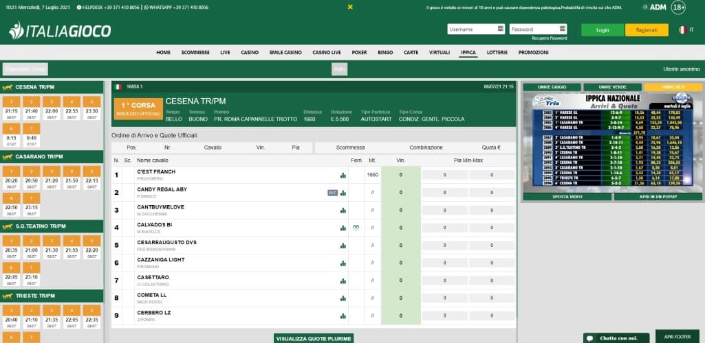 Italiagioco scommesse Ippiche Online