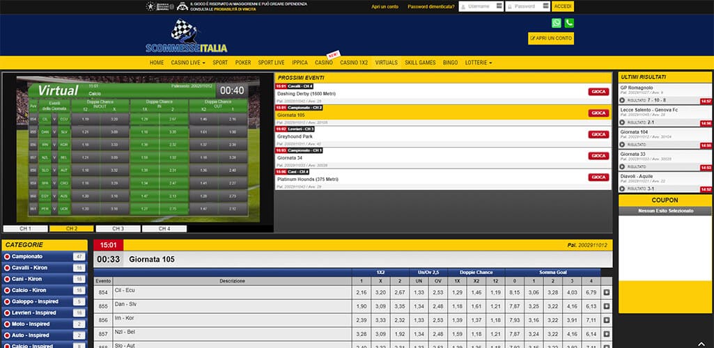 Scommesse virtuali su ScommesseItalia