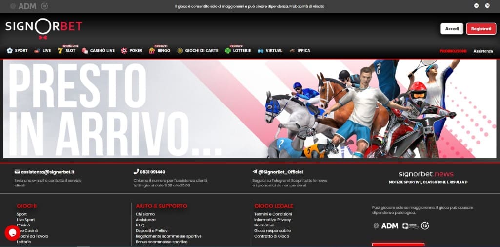 Gli sport virtuali di Signorbet