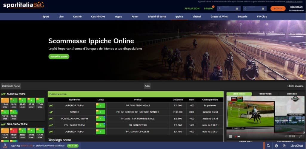 Sportitaliabet scommesse Ippiche Online