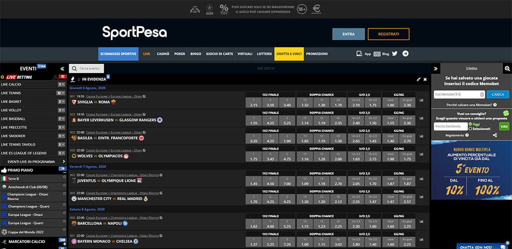 SportPesa scommesse sportive