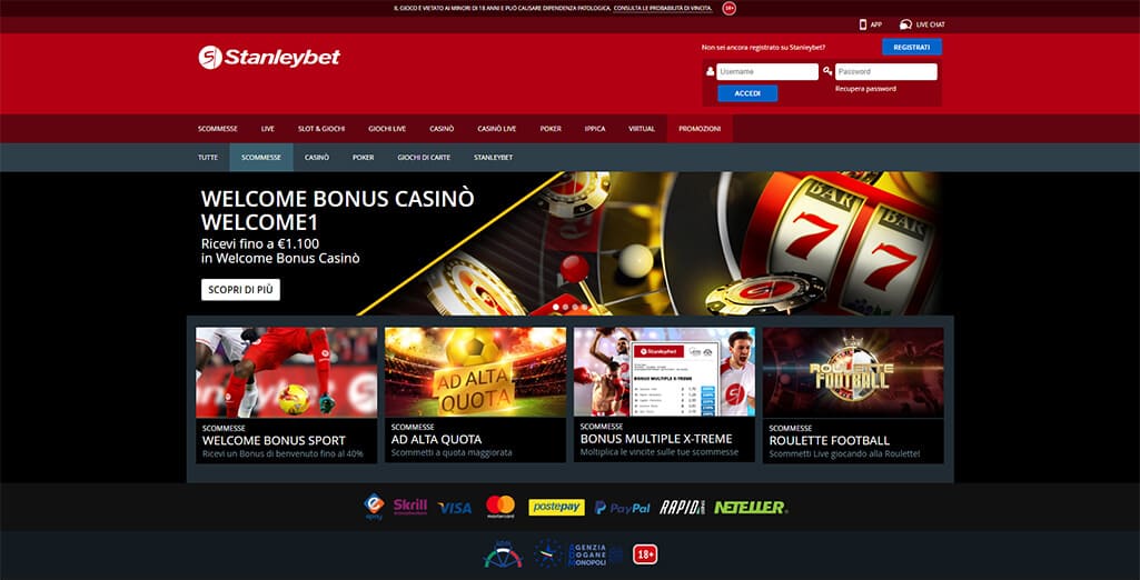 Tutte le promozioni di Stanlybet