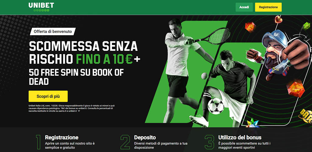 La pagina della offerta attuale di Unibet