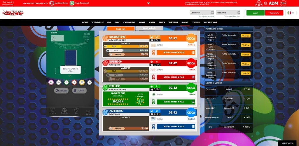 Gli bingo di YouBet